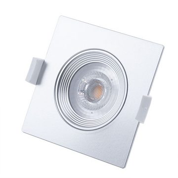 Briloner Leuchten LED Einbaustrahler, LED-Leuchtmittel fest verbaut, Warmweiß, Einbaustrahler Deckenlampe Badezimmer Einbauspot LED in silber