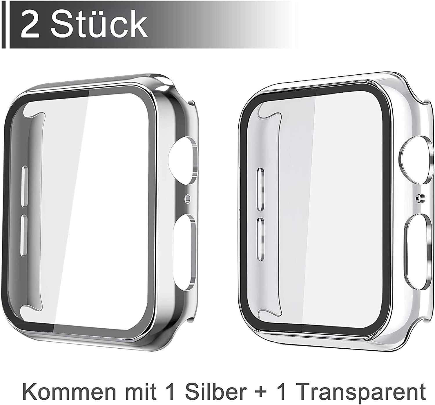 Baker Smartwatch-Hülle 2x Hülle für Apple Watch 1/2/3/4/5/6/7/8/9/SE/Ultra/Ultra2, (2 Pack) 38mm 40mm 41mm 42mm 44mm 45mm 49mm, i Watch Schutzhülle Case