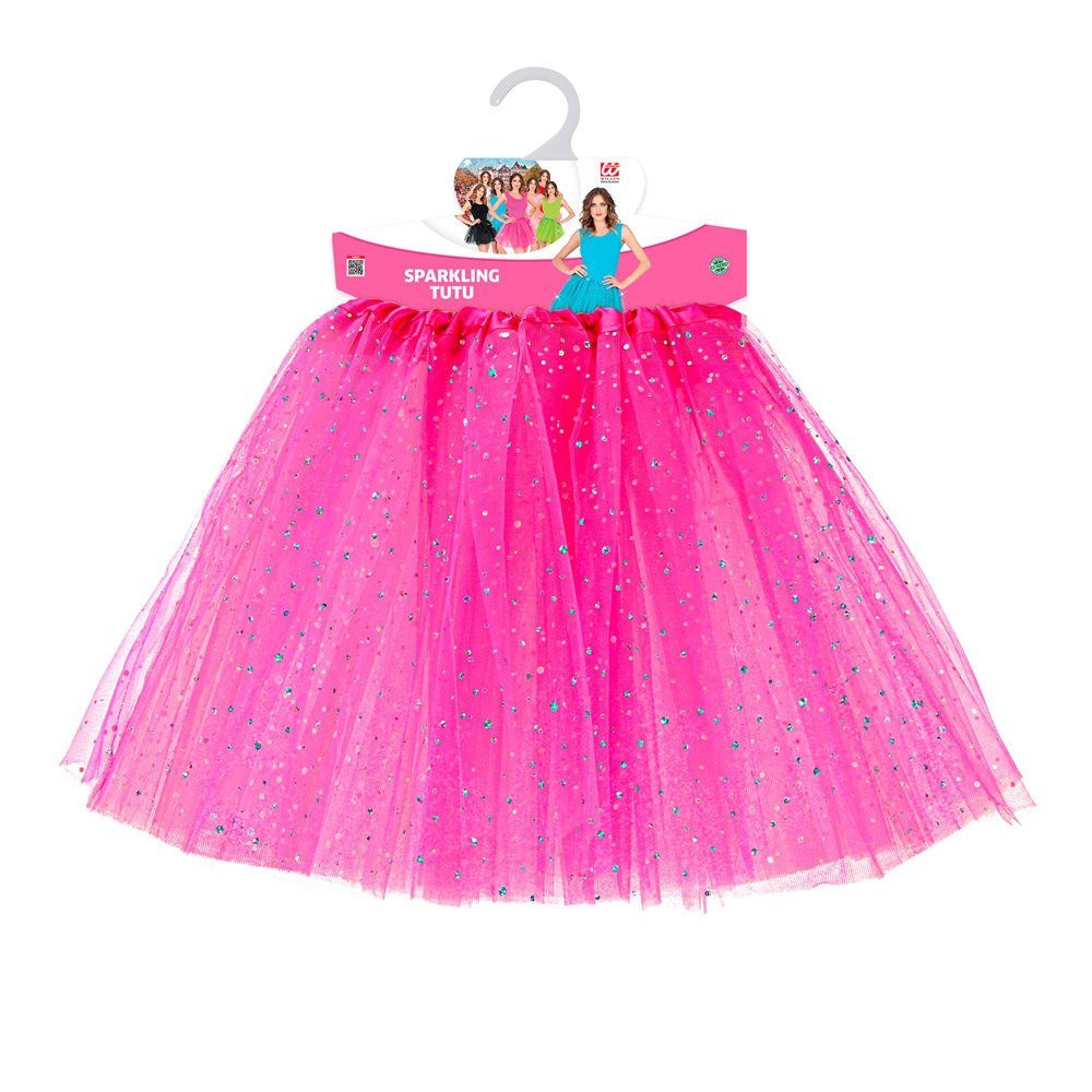 Widmann S.r.l. Kostüm Glitzer Petticoat Tütü für Damen 40 cm, Pink