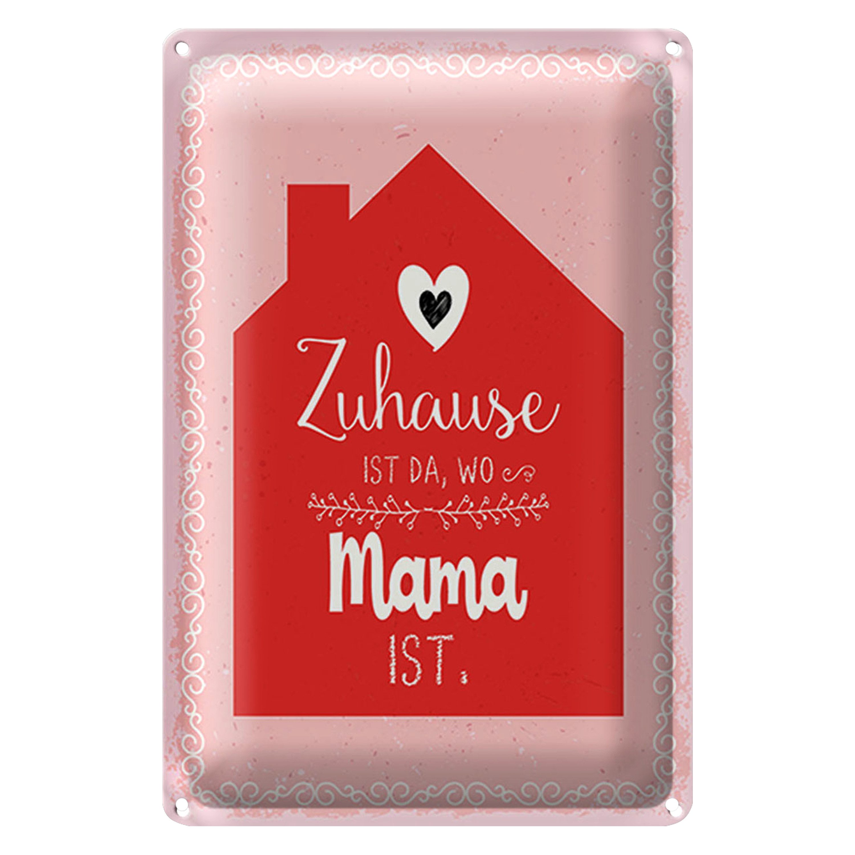 Roomando Metallschild Spruch 30x40cm Zuhause ist da wo Mama ist