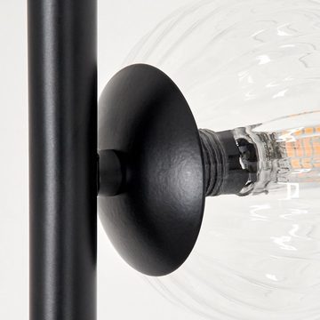 hofstein Stehlampe Stehlampe aus Metall/Riffelglas in Schwarz/Klar, ohne Leuchtmittel, Leuchte mit Glasschirmen (10cm),Fußschalter, 6xG9, ohne Leuchtmittel
