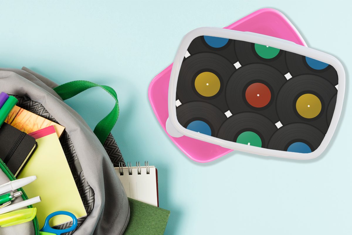 Tafeln für Erwachsene, Mädchen, Kunststoff, rosa Brotbox Musik - MuchoWow Lunchbox Snackbox, (2-tlg), Kinder, Kunststoff Brotdose - Muster,
