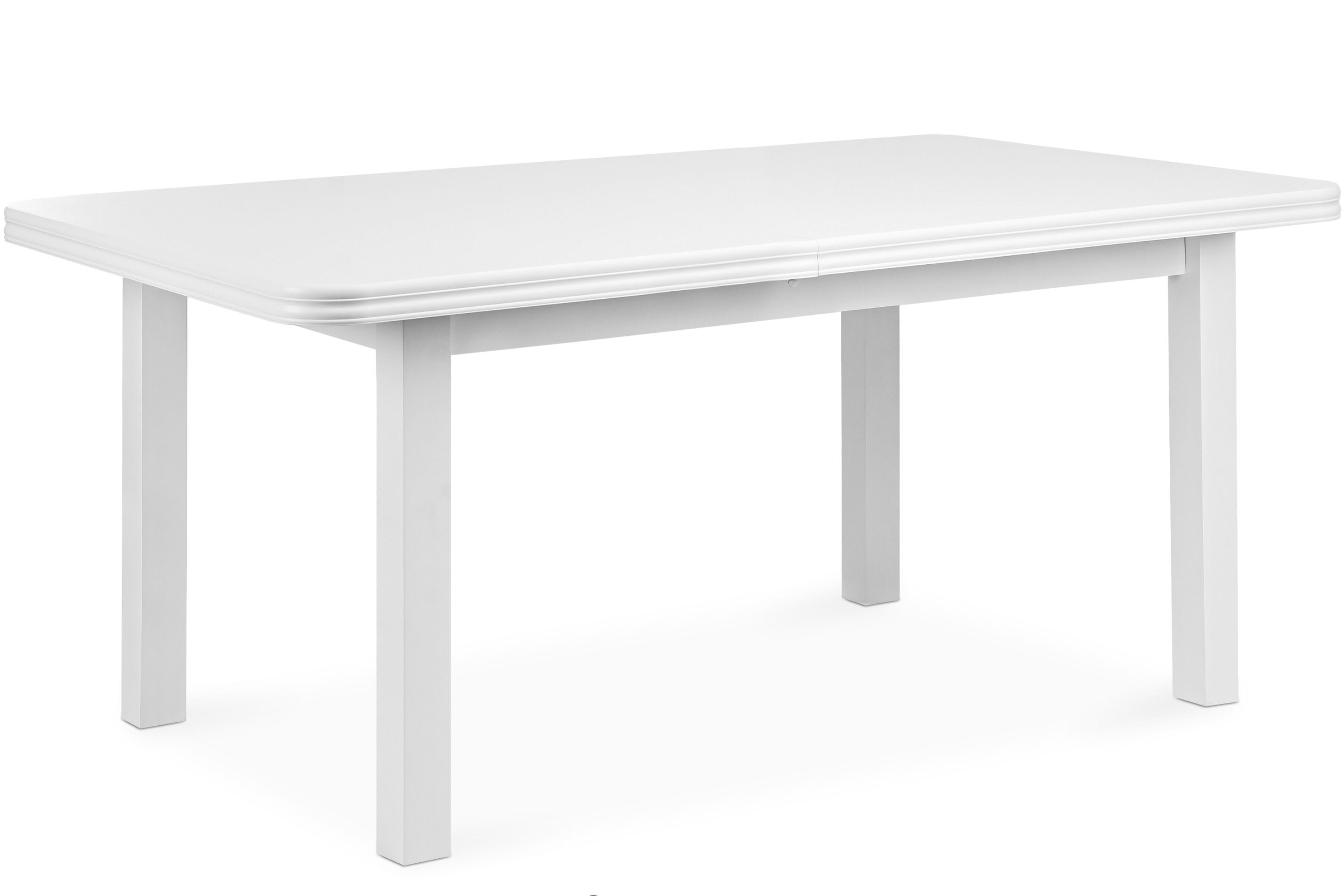 Konsimo Esstisch COSPE Esszimmertisch Küchentisch, 140x80 cm, ausziehbar bis 180 cm, rechteckig weiß | weiß | weiß