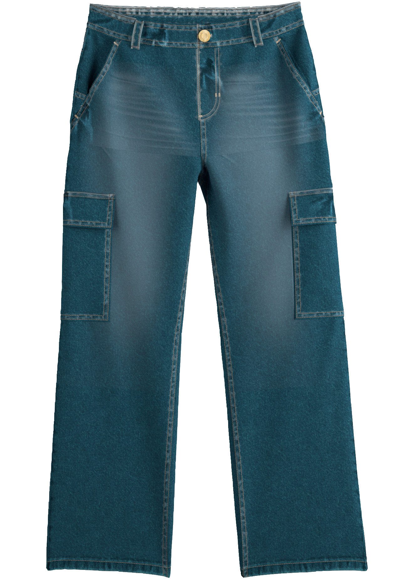 bonprix Cargojeans mit aufgesetzten Cargo-Taschen, Wide-Leg-Schnitt, Loose Fit – Bild 5 von 5