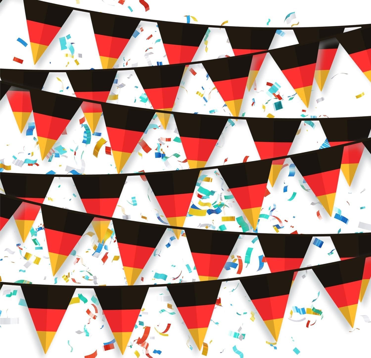 Dekotalent® Wimpelkette XXL Wimpelkette Deutschland Girlande schwarz, rot, gelb (Gold) Deko