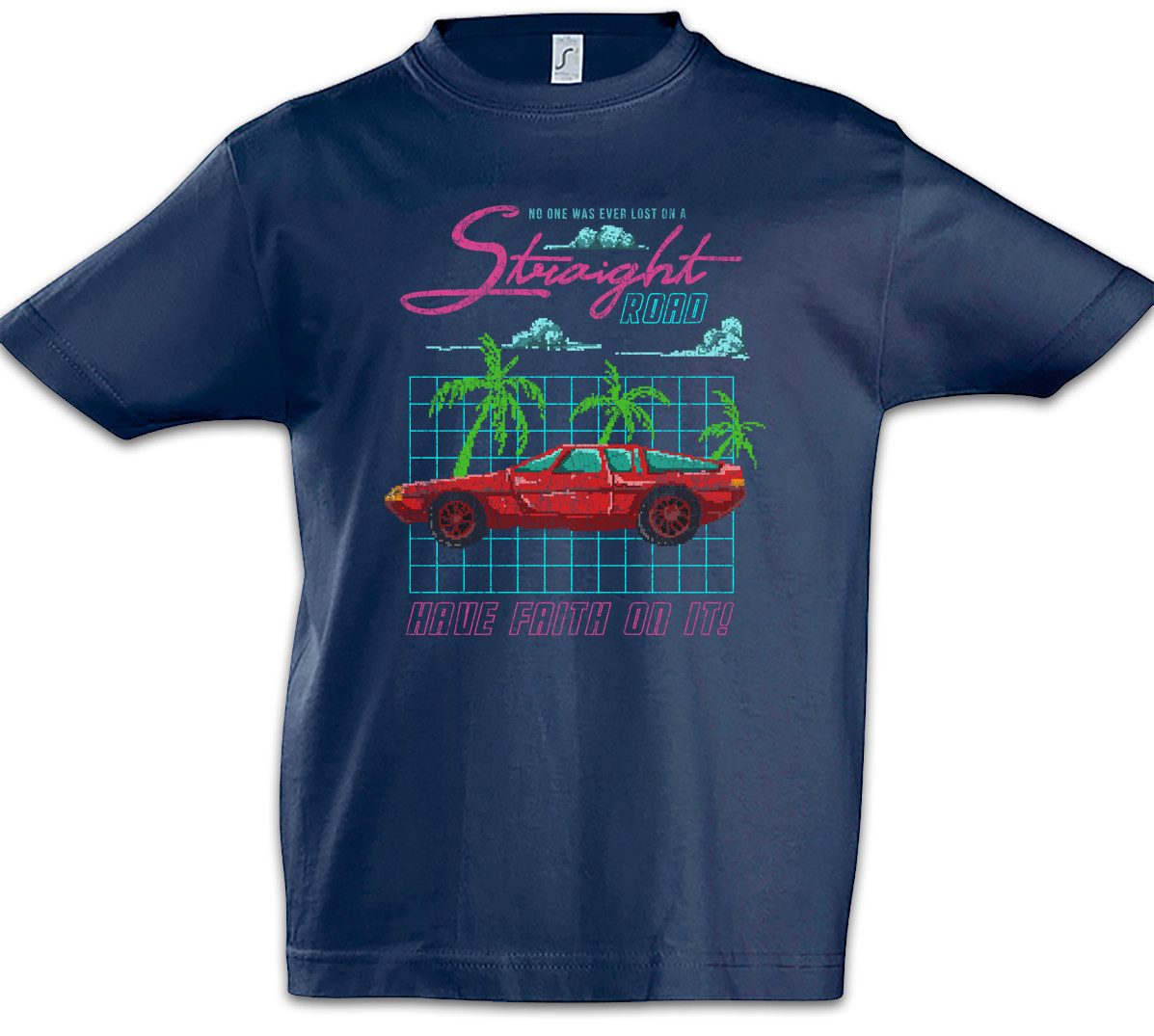 Print-Shirt Pixel Car Straight Road Kinder T-Shirt Race Racing Car Driver Racer