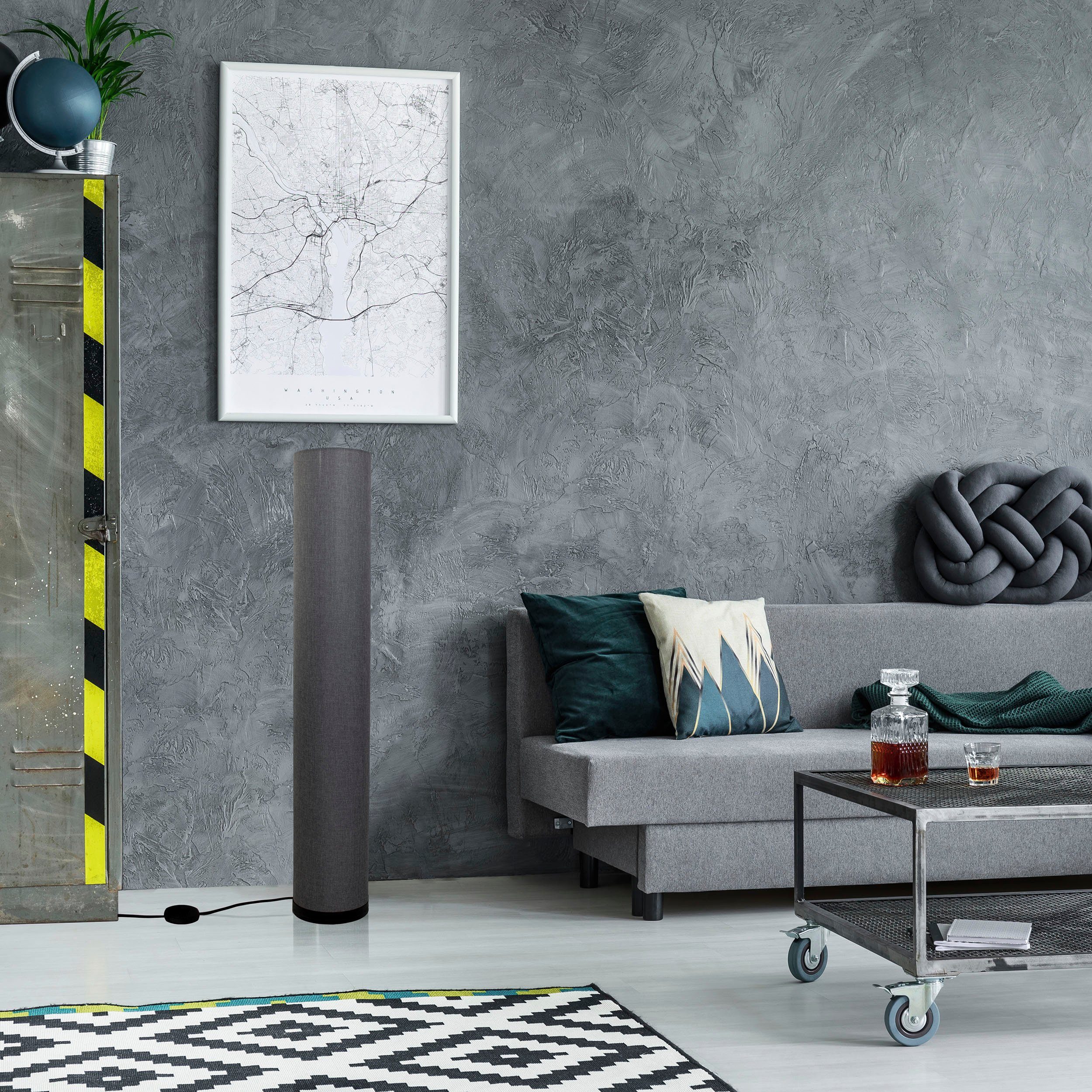 näve Stehlampe Beate, Ein-/Ausschalter, ohne Leuchtmittel, Metall/Textil, exkl. 3x E27 max. 40W, Höhe: 110cm, Farbe: grau