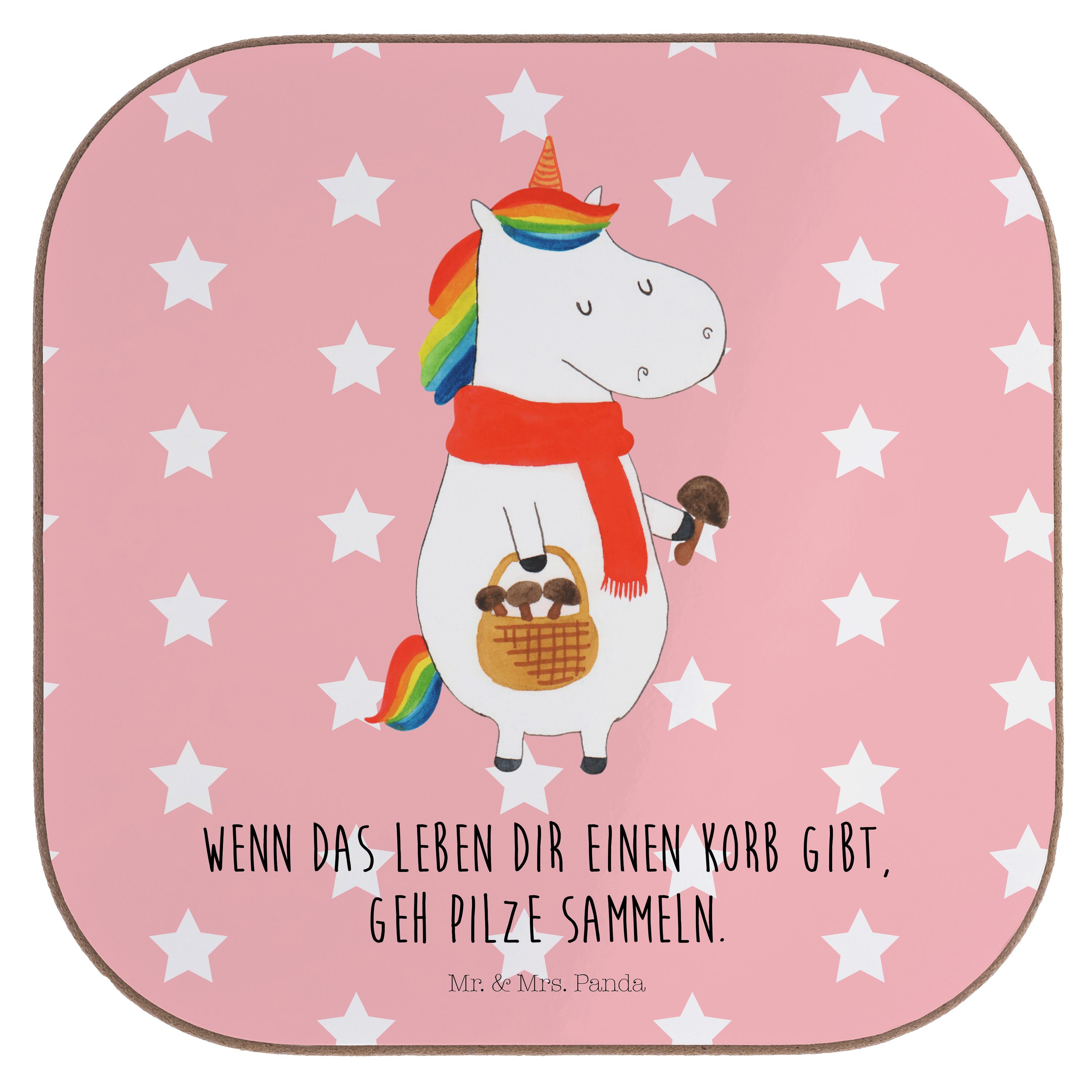 Mr. & Mrs. Panda Getränkeuntersetzer »Einhorn Pilz Rot Pastell