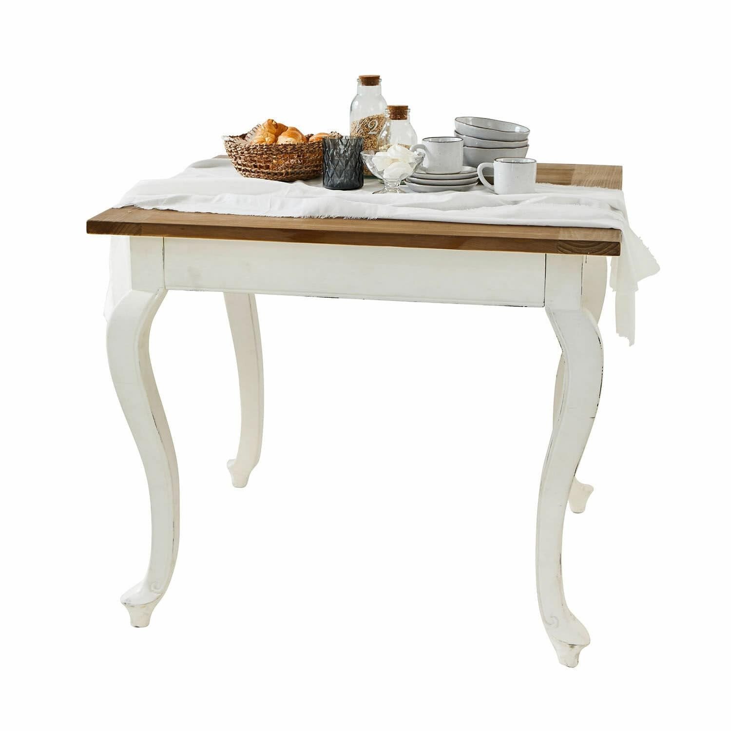 Mirabeau Esstisch Tisch Plaish antikweiß/braun