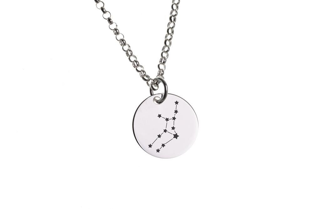 Silberkette Erbskette 2mm mit Sternbild Anhänger JUNGFRAU - 925 Silber