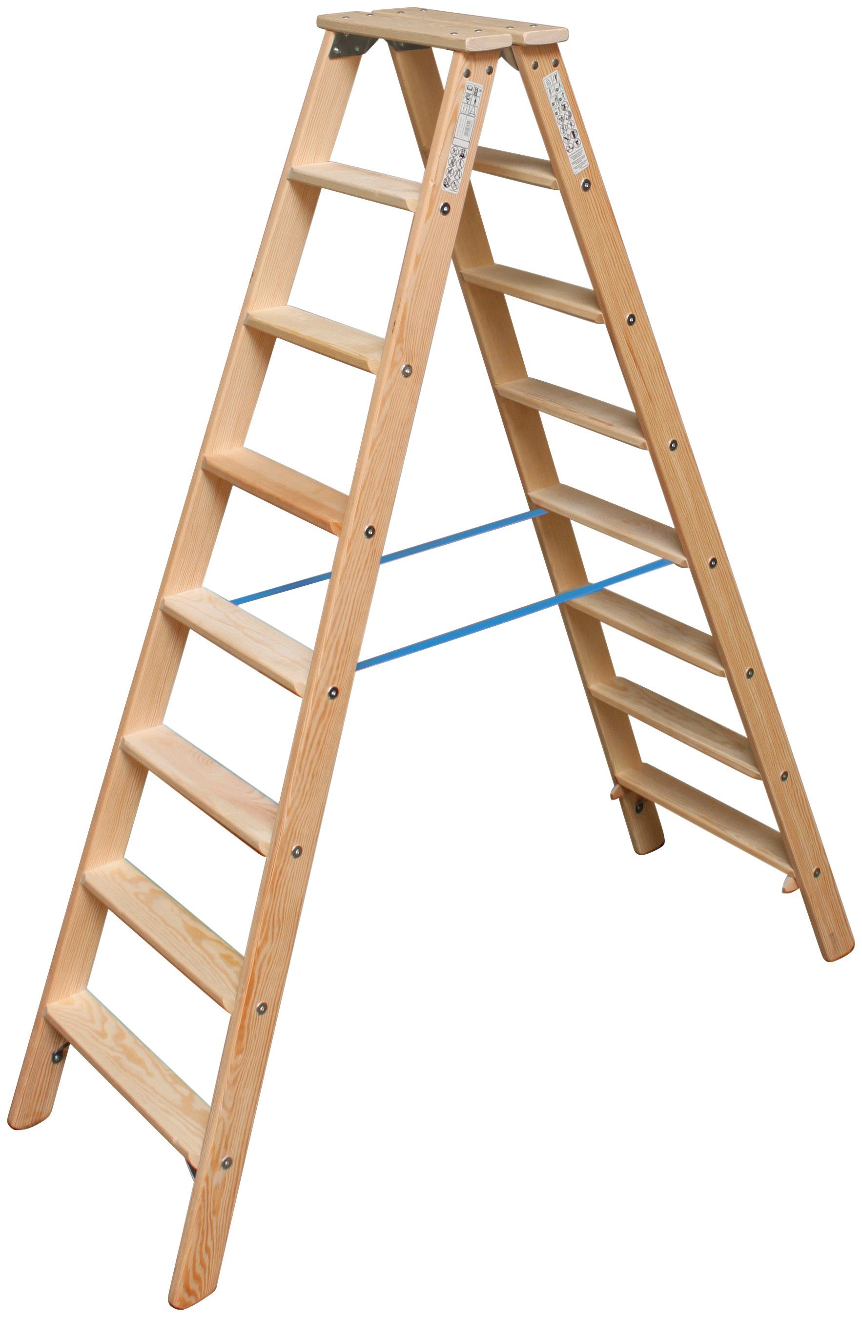 KRAUSE Doppelleiter STABILO, Holz, 2x8 Stufen, Arbeitshöhe ca. 245 cm