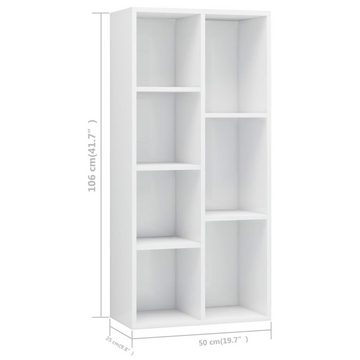 furnicato Bücherregal Hochglanz-Weiß 50x25x106 cm Holzwerkstoff