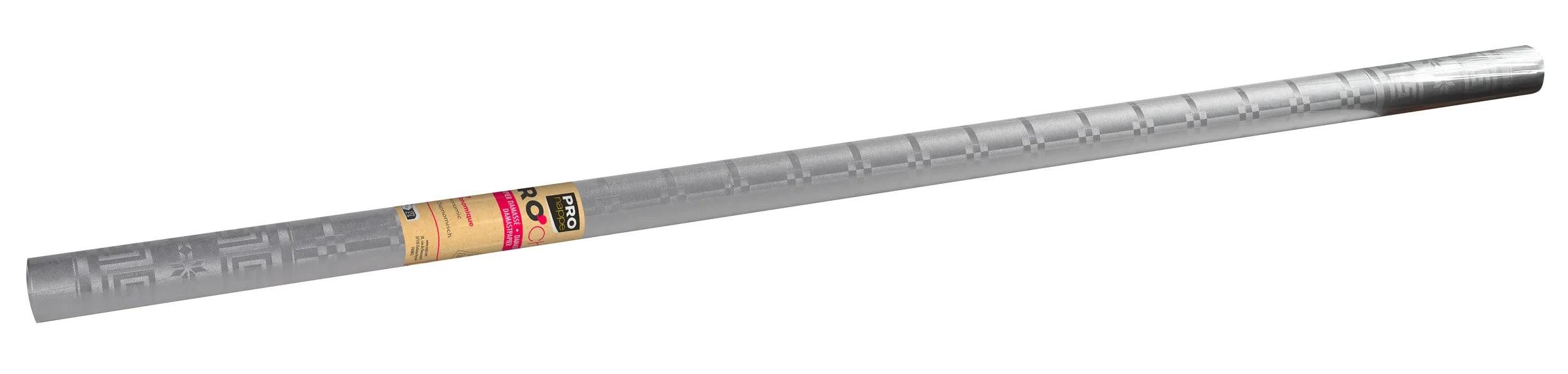 PROnappe Tischband 12x Papiertischdecke auf Rolle Damastprägung 1,18x6m Silber R480652I, Nappes rouleaux papier damassé