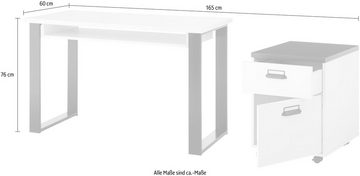 Home affaire Schrank-Set SHERWOOD, (2-St), Büromöbel Set, mit Apothekergriffen aus Metall, Breite ca. 165 cm