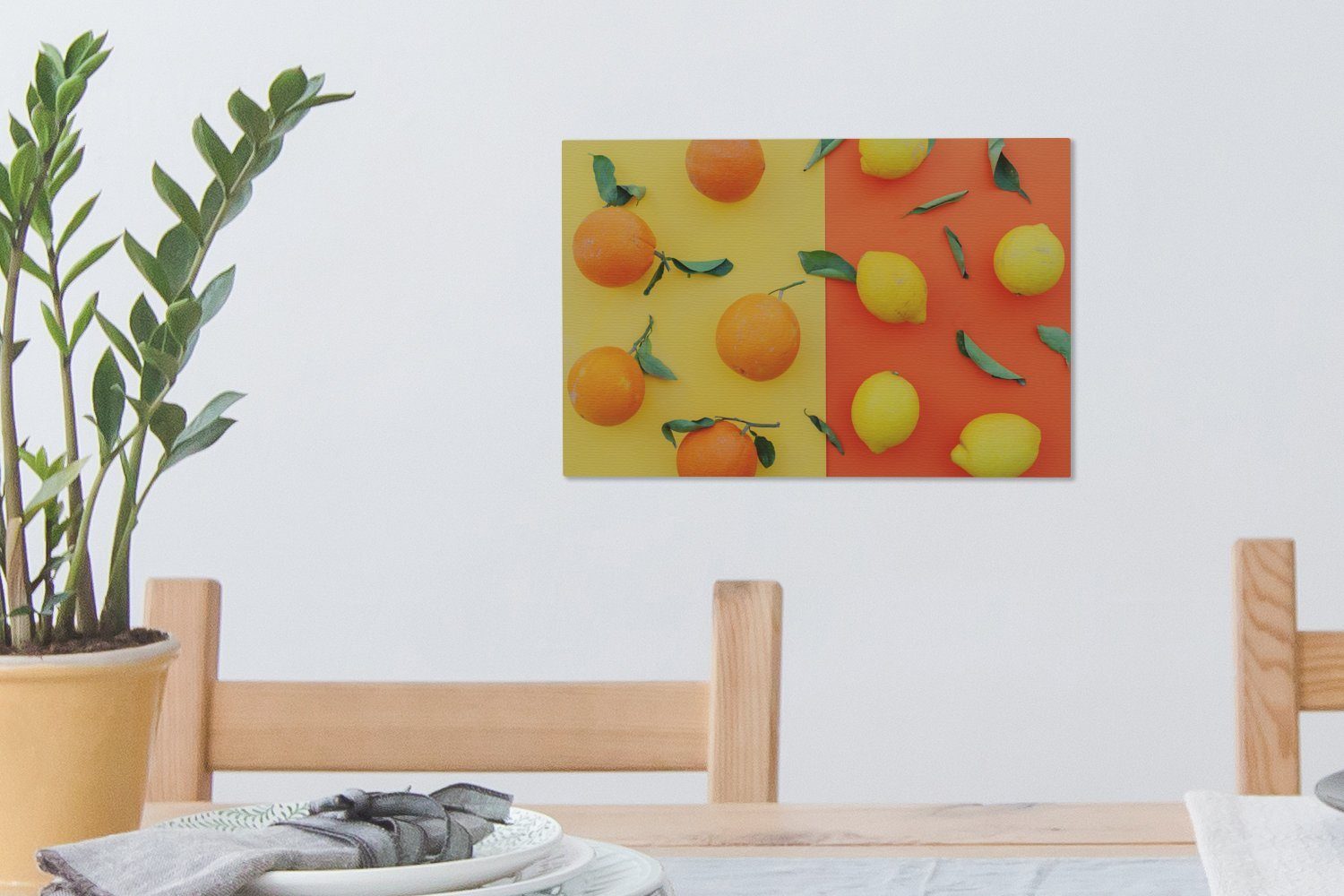 Leinwandbild St), 30x20 cm Gelb, Aufhängefertig, - OneMillionCanvasses® Wandbild - (1 Wanddeko, Orange Leinwandbilder, Zitrone