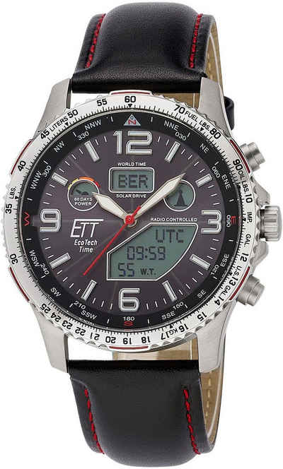 ETT Funkchronograph Professional World Timer, EGT-11573-21L, Armbanduhr, Herrenuhr, Stoppfunktion, Datum, Solar