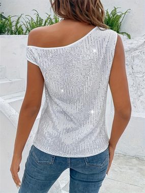 AFAZ New Trading UG One-Shoulder-Top Damen ärmelloses One-Shoulder-Sexy-T-Shirt für Damen