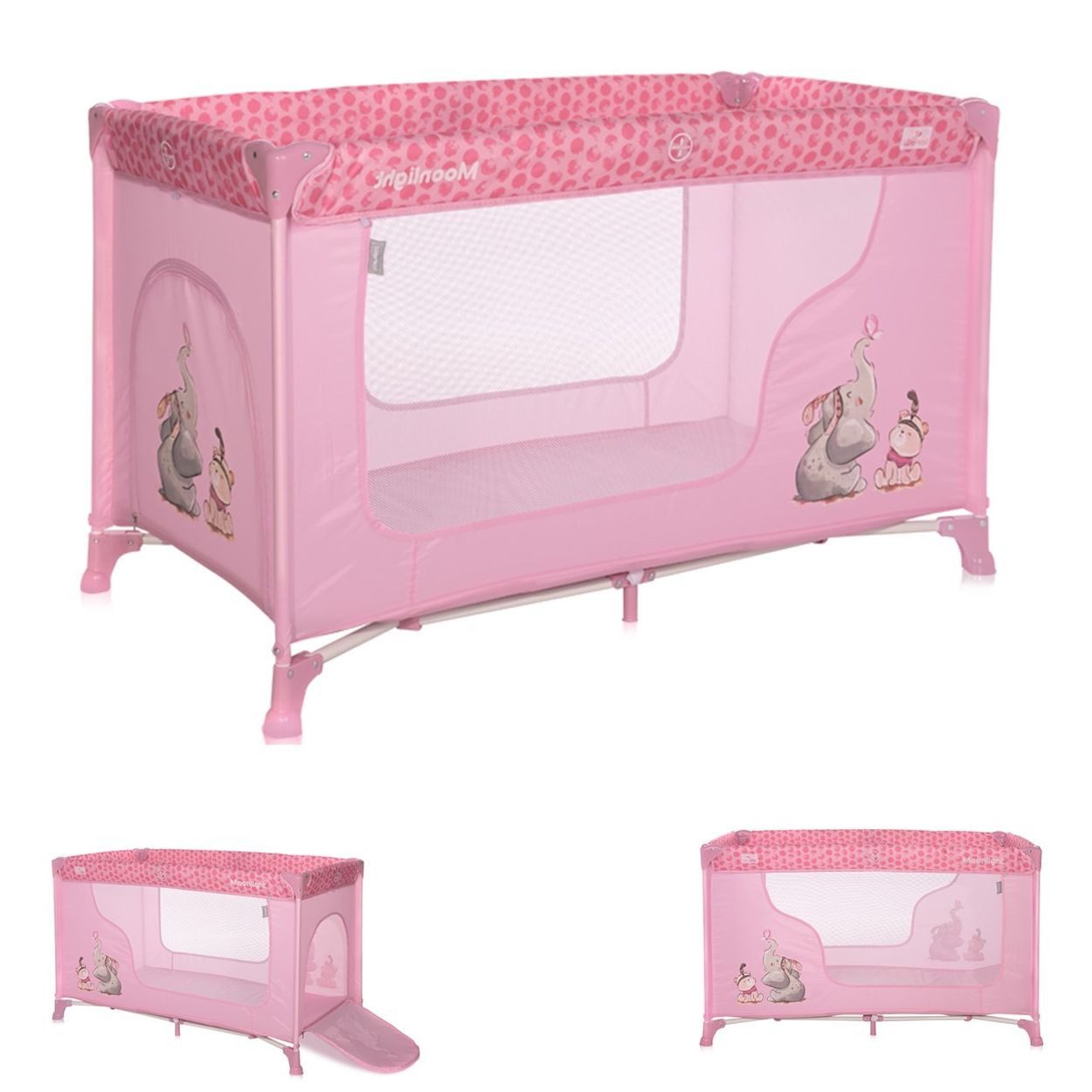 LORELLI Baby-Reisebett Moonlight, ab Geburt, Laufstall, Seiteneingang, Tragetasche, Faltmatratze