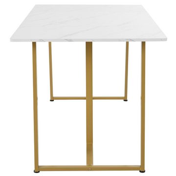REDOM Essgruppe Esstisch mit 4 Esszimmerstühlen, (5-tlg), mit goldene Beine, Patchwork Tischplatte,Samt Esszimmerstühle
