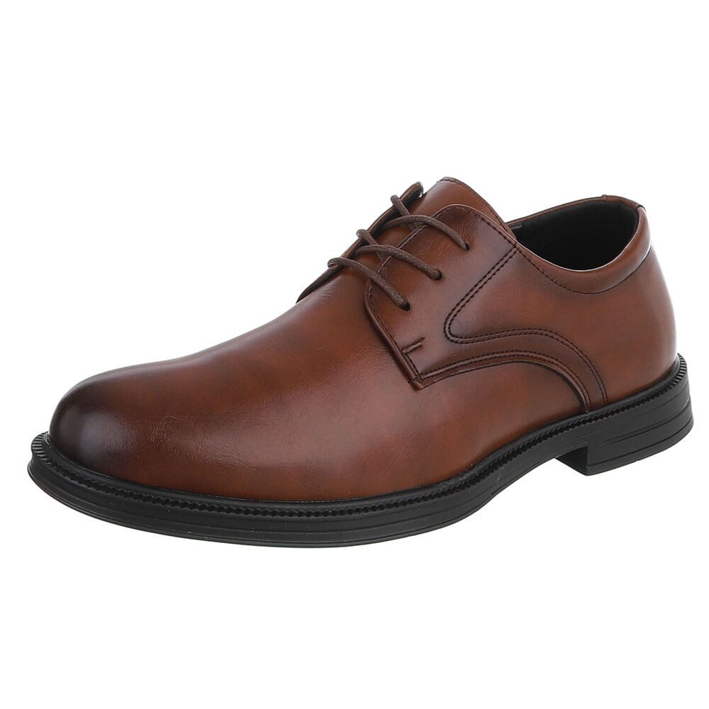 Coolwalk Herrenschnürschuh elegant in Lederoptik Schnürschuh (91917796) Blockabsatz Business-Schuhe in Camel von Coolwalk