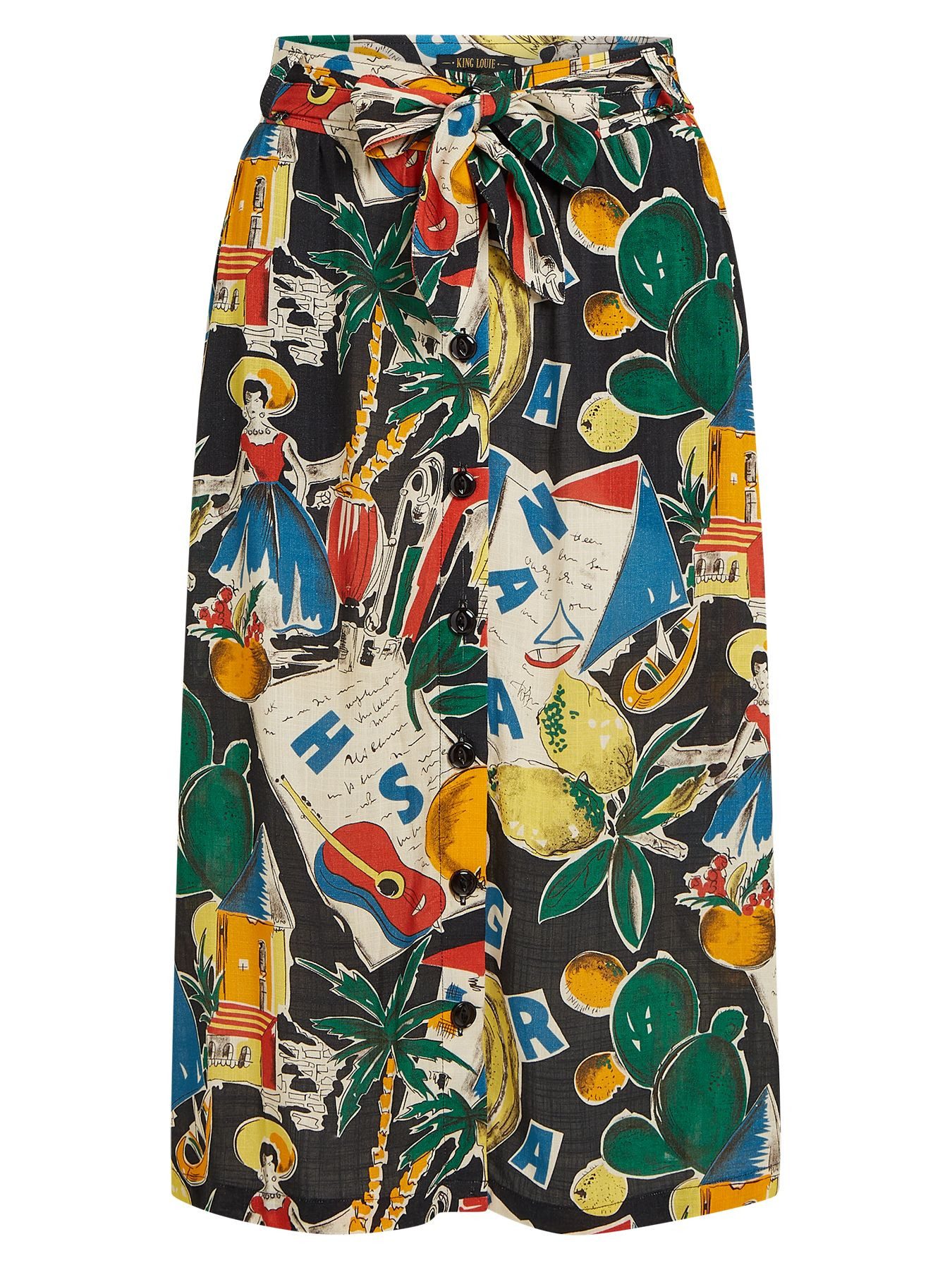 King Louie Maxirock Lola Button Skirt Tropez