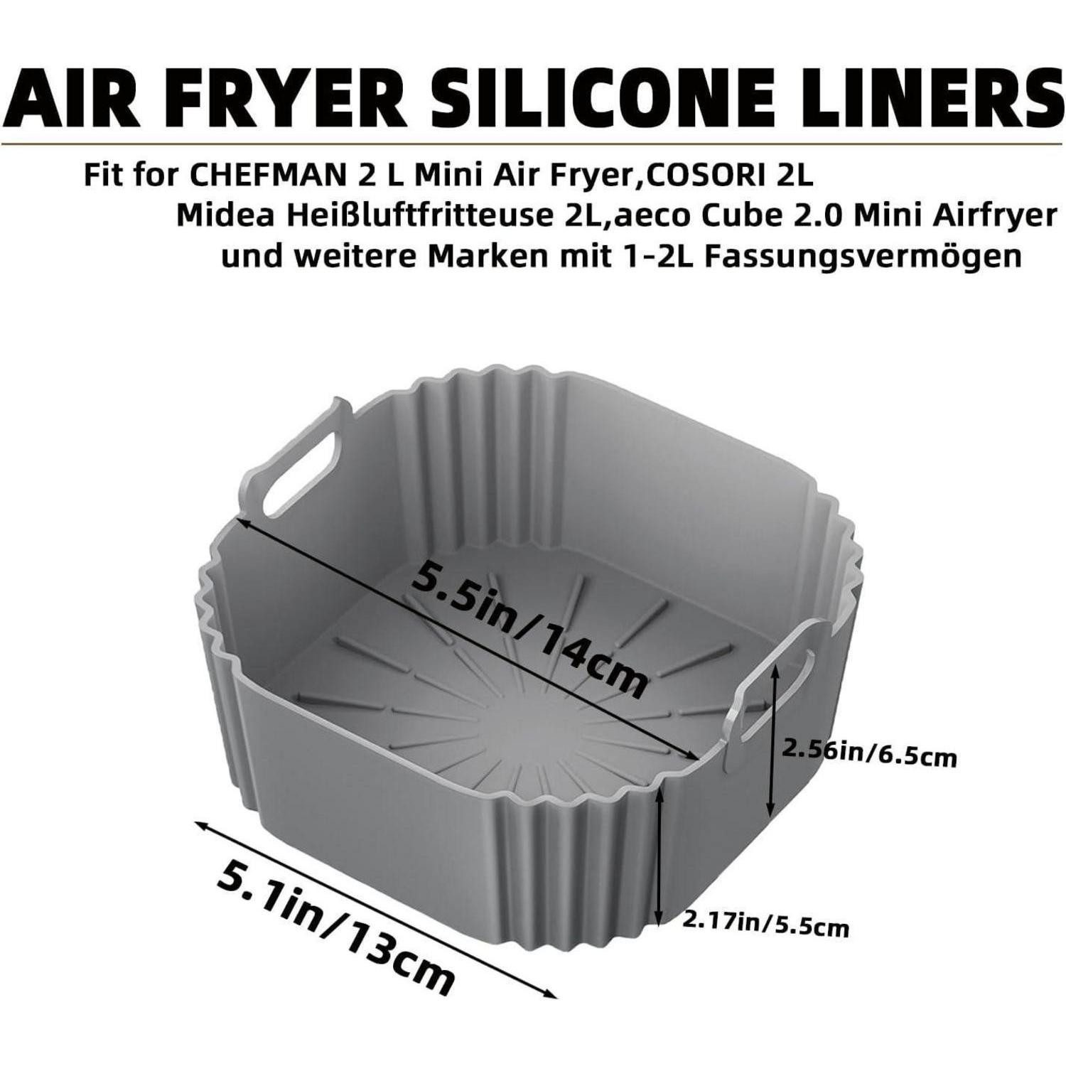 LuxusKollektion Frittiereinsatz Silikonform Heißluftfritteuse Airfryer für 1–2 L(Grau und Schwarz)