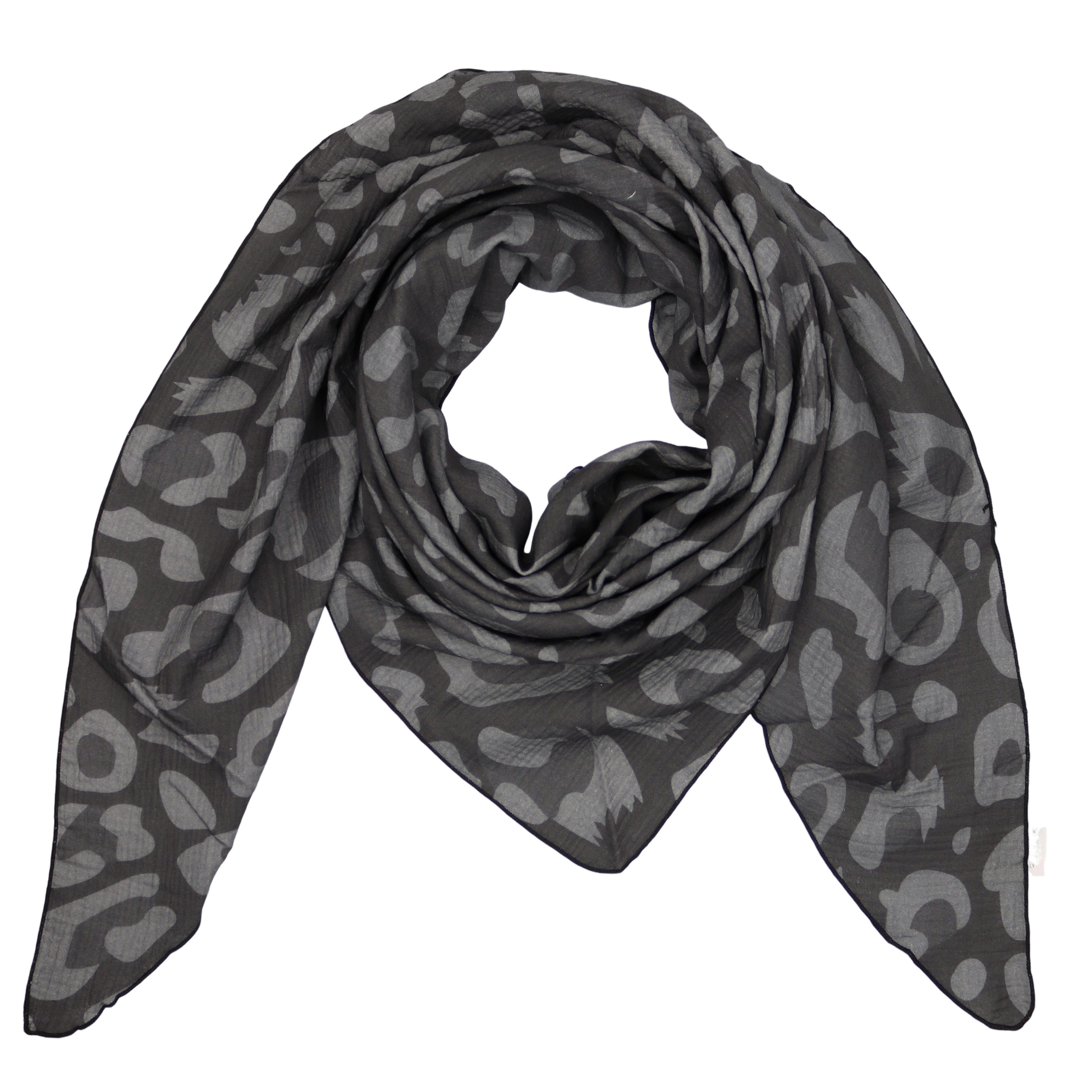 Dreieckstuch Aus Musellin Dreiecksschal ca.195x90 cm, Made in Italy Leopard