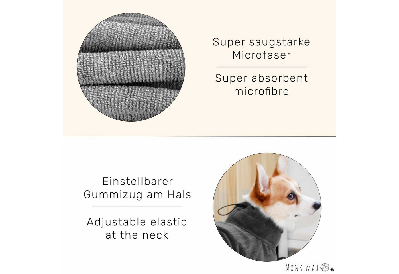 Thumbnail - Monkimau Hundebademantel Hundebademantel aus Mikrofaser