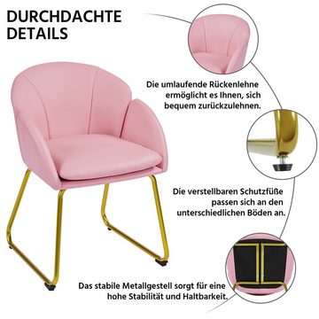 Yaheetech Esszimmerstuhl, mit Metallbeinen Gold, für Schminktisch, in Blumenform