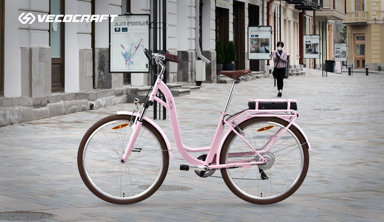 VECOCRAFT E-Bike Cityrad HEBE e bike damen 25 km/h, 7 Gang Shimano, Kettenschaltung, Heckmotor, 360 Wh