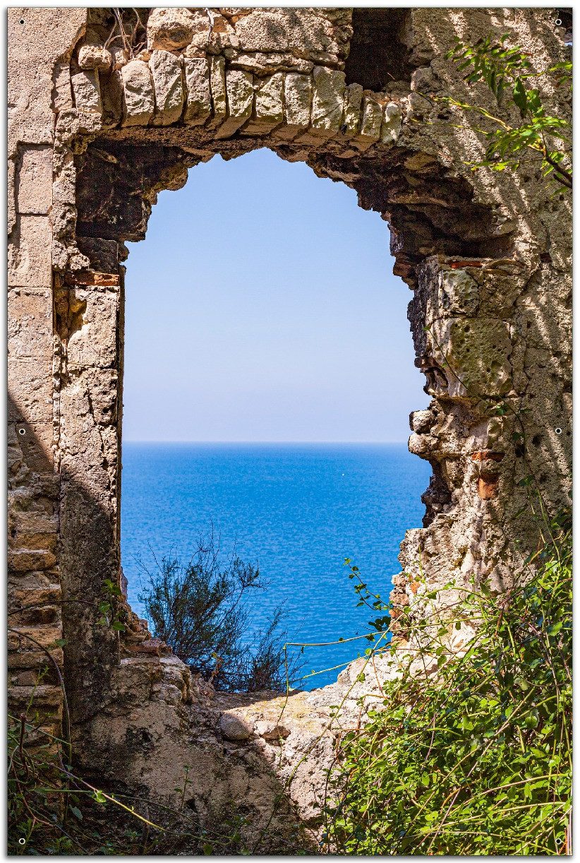 Wallario Sichtschutzzaunmatten Felsenblick aufs Meer