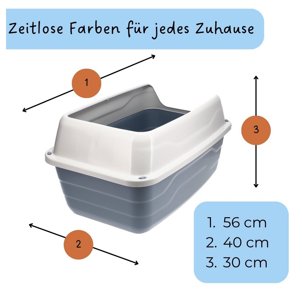 Thumbnail - GarPet Katzentoilette XXL Extra hohe Katzentoilette offene Katzenklo mit hohem Rand