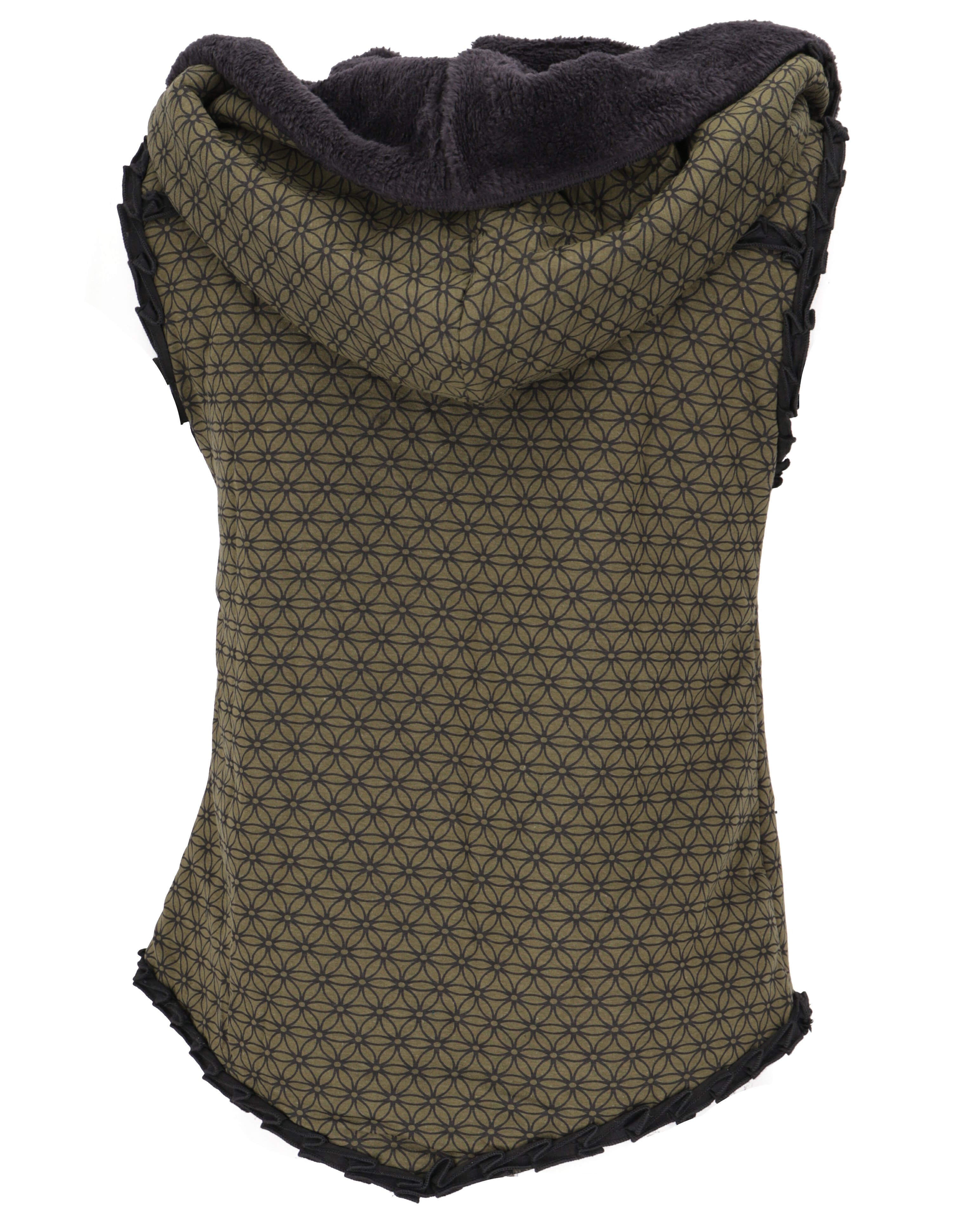 Guru-Shop Langjacke Kurze Goa Weste mit weiter, flauschiger Kapuze.. altern günstig online kaufen