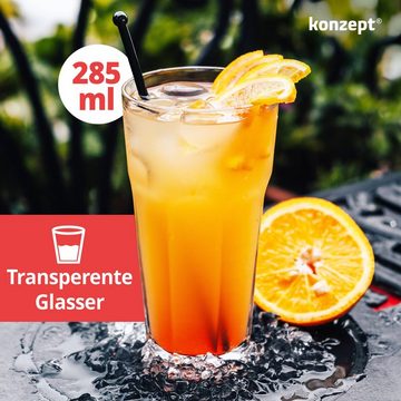 KONZEPT Gläser-Set Stapelbare Trinkgläser Set Wassergläser 285/365 ml Transparent, Wassergläser-Set
