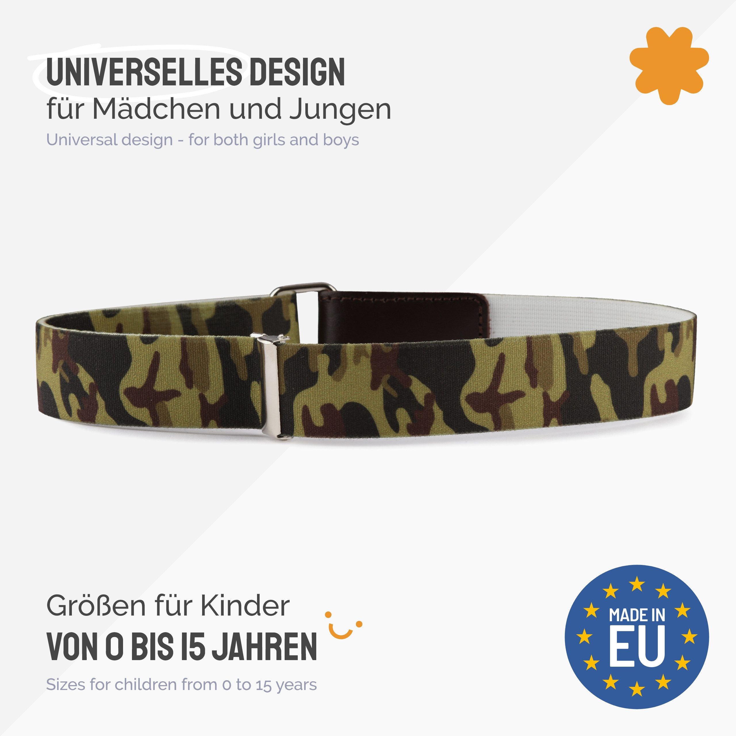 Ladeheid Stoffgürtel Kinder Gürtel Elastik-Gürtel 1-12 Jahre 34-90 cm P15 (1-St)