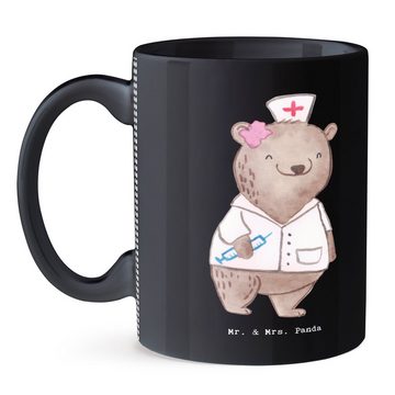 Mr. & Mrs. Panda Tasse Medizinische Fachangestellte Herz - Schwarz - Geschenk, Tasse, Gesche, Keramik, Brillante Bedruckung