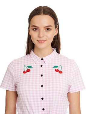 Pussy Deluxe Kurzarmbluse Lightpink Plaid