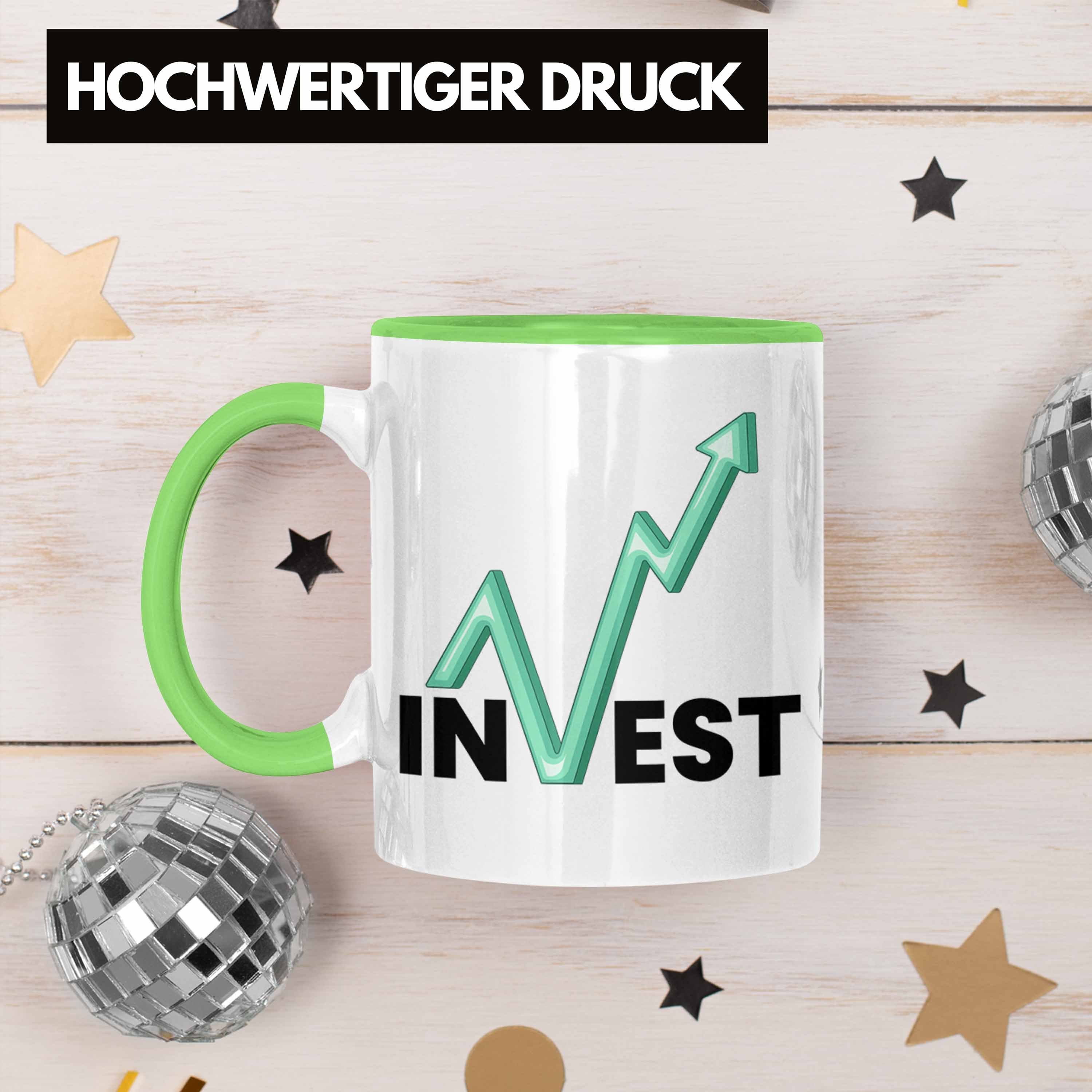 Investment Tasse und für Trader Grün Trendation "Invest" Li Aktien Tasse Geschenk Börsenfans