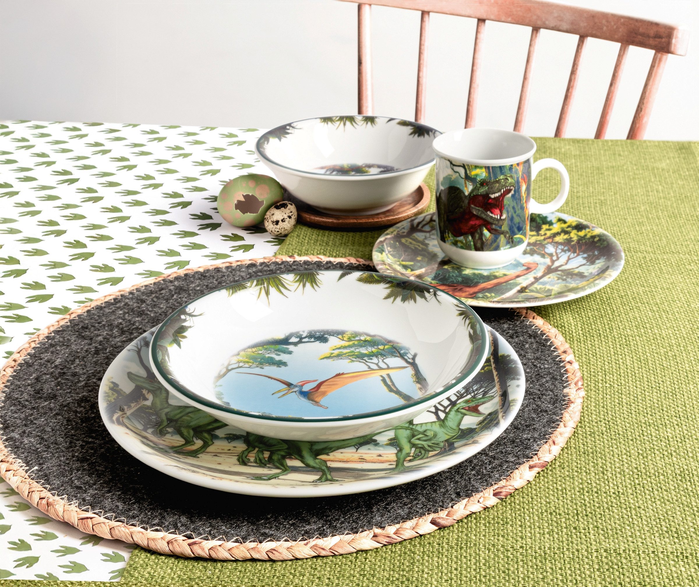 Seltmann Weiden Speiseteller Teller rund 25,5 cm, (1 St), Speiseteller mit Dino - Design