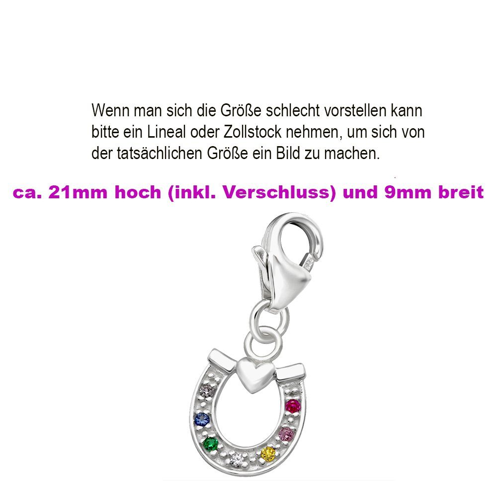 Limana Charm-Einhänger Armband Anhänger 925 Silber Hufeisen Herz Armbandanhänger (inkl. Geschenkdose), für Bettelarmband Kette Geschenkidee Glücksbringer Liebe