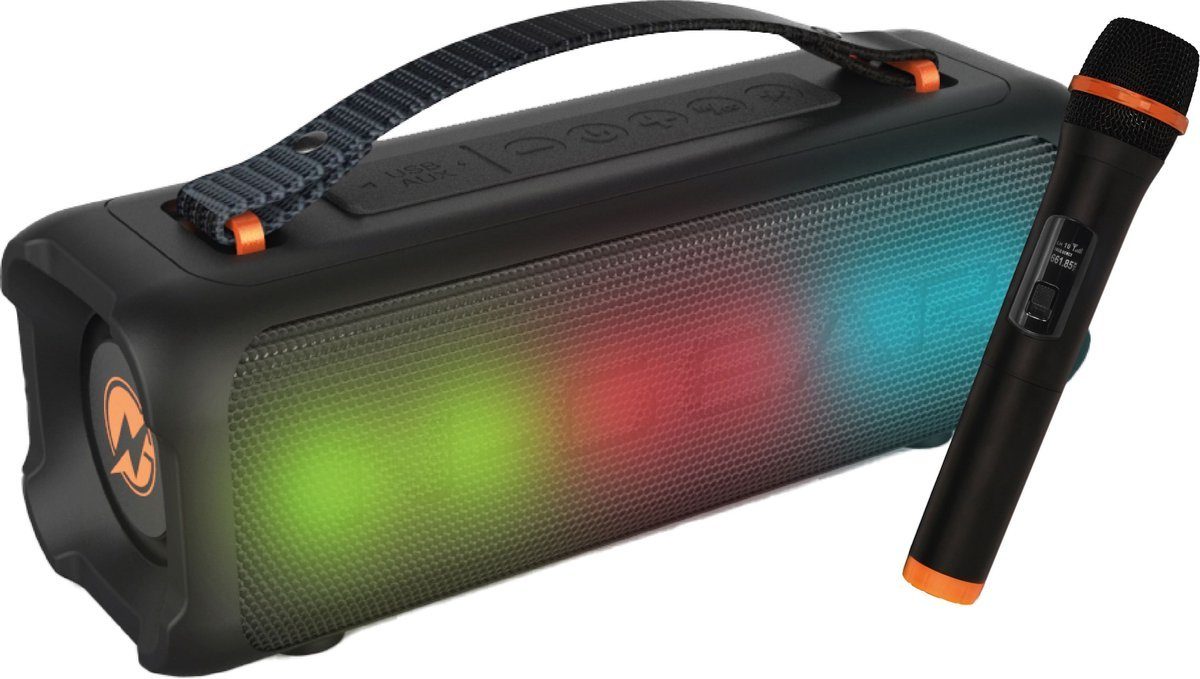 Karaoke-Set black N-GEAR Beleuchtung) 703B (mit Mikrofon – Blazooka Bluetooth-Lautsprecher - – Tragbarer und Bluetooth-Lautsprecher