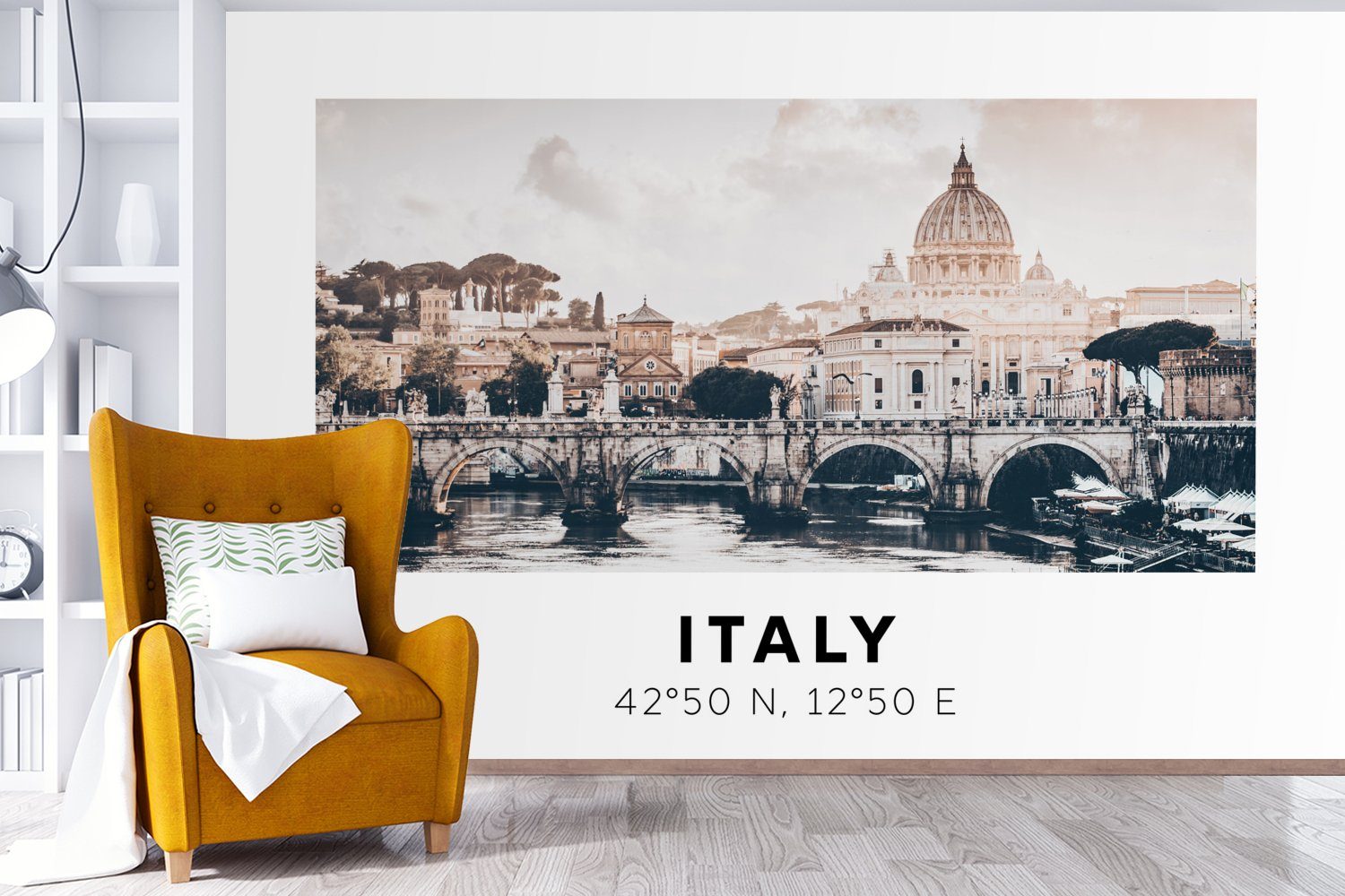 Wohnzimmer, für Schlafzimmer, Vinyl Wallpaper Italien Tapete bedruckt, Rom Skyline St), Kinderzimmer, - Sommer, - - (6 Matt, MuchoWow Fototapete