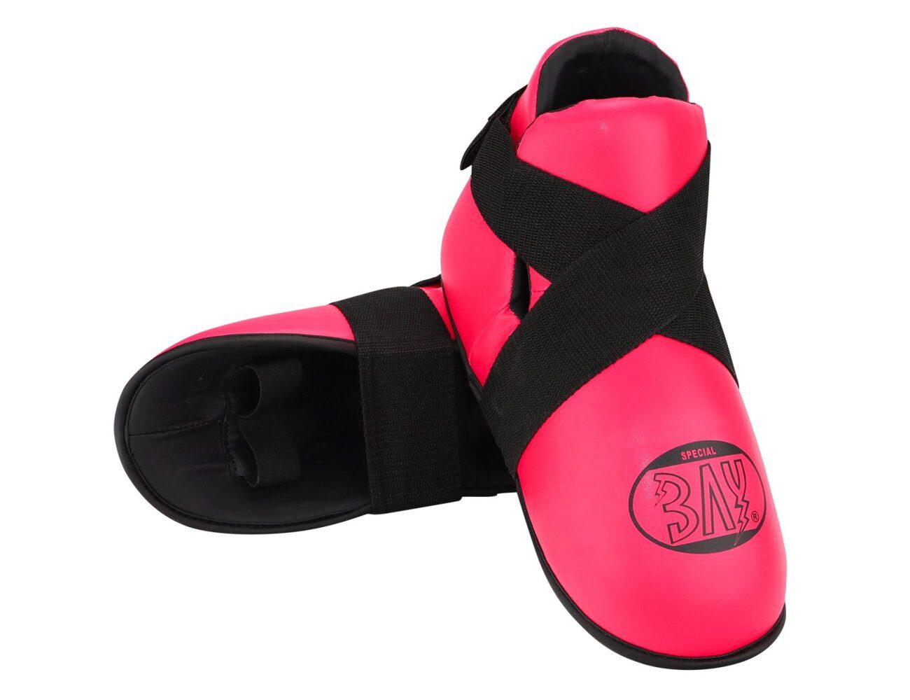 BAY-Sports Fußschutz Superkick Fußschützer Kickboxen pink rosa Safety Kampfsport Kick-Boxen (Pink, schützt Spann sowie Fersenbereich), zuverlässiger Schutz, auffälliges modernes Design, Kunstleder