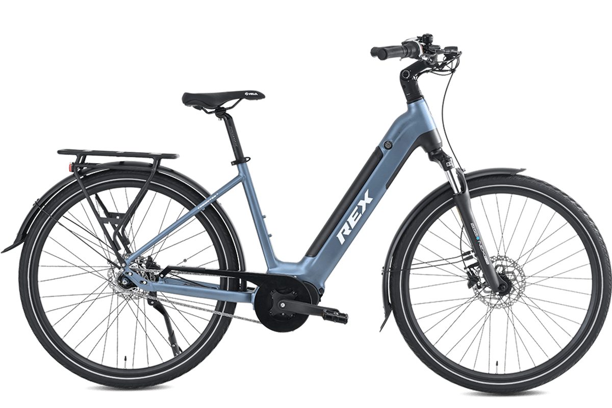 REX E-Bike REX COMMUTER+ Matt Grau/Matt Blau, SHIMANO SHIMANO Nabenschaltung NEXUS 7-Gang Schaltwerk, Mittelmotor, 468 Wh