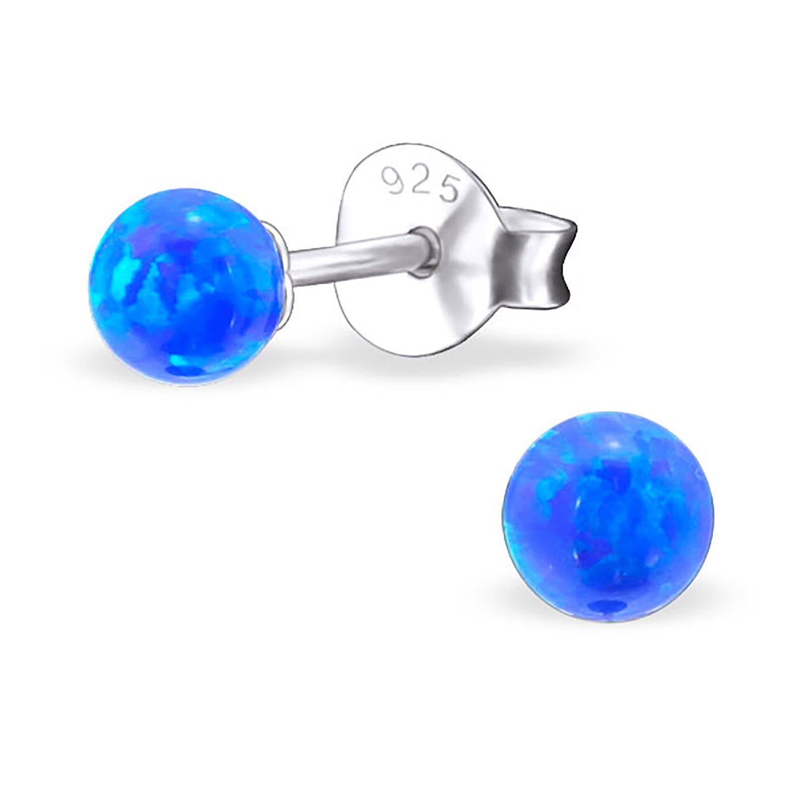 Monkimau Paar Ohrstecker Kugel Ohrringe 925 Silber Kinder Ohrstecker (Packung), mit Opalen