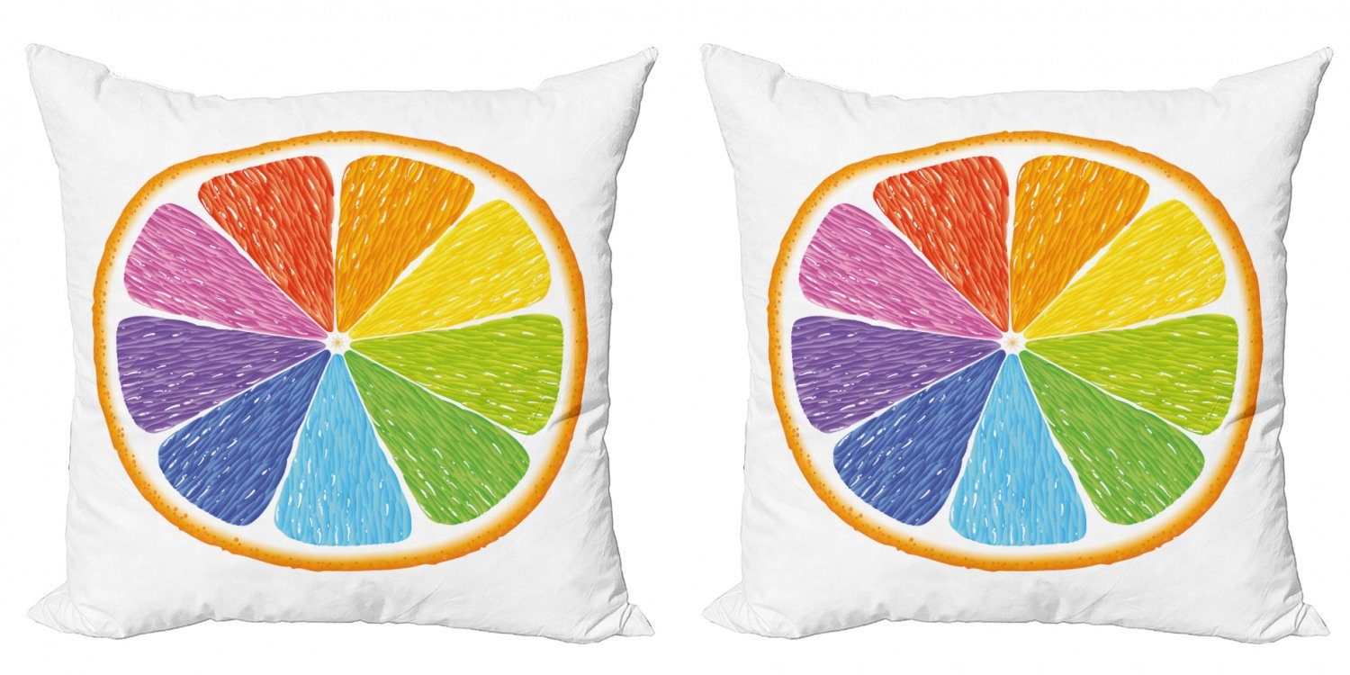 Kissenbezüge Modern Accent Doppelseitiger Digitaldruck, Abakuhaus (2 Stück), Bunt Rainbow Colored orange