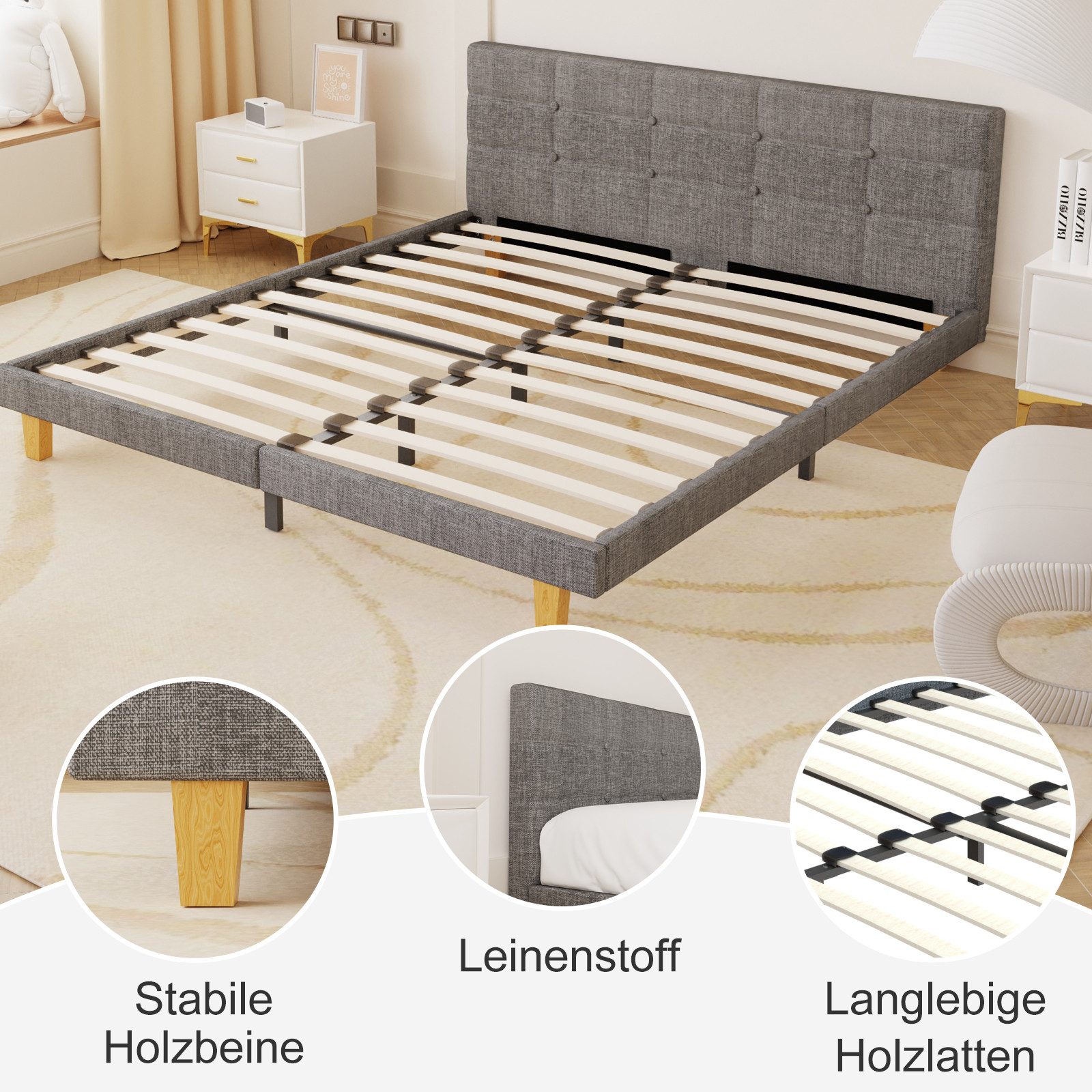 oyajia Polsterbett moderner Bettrahmen Doppelbett (weiches günstig online kaufen