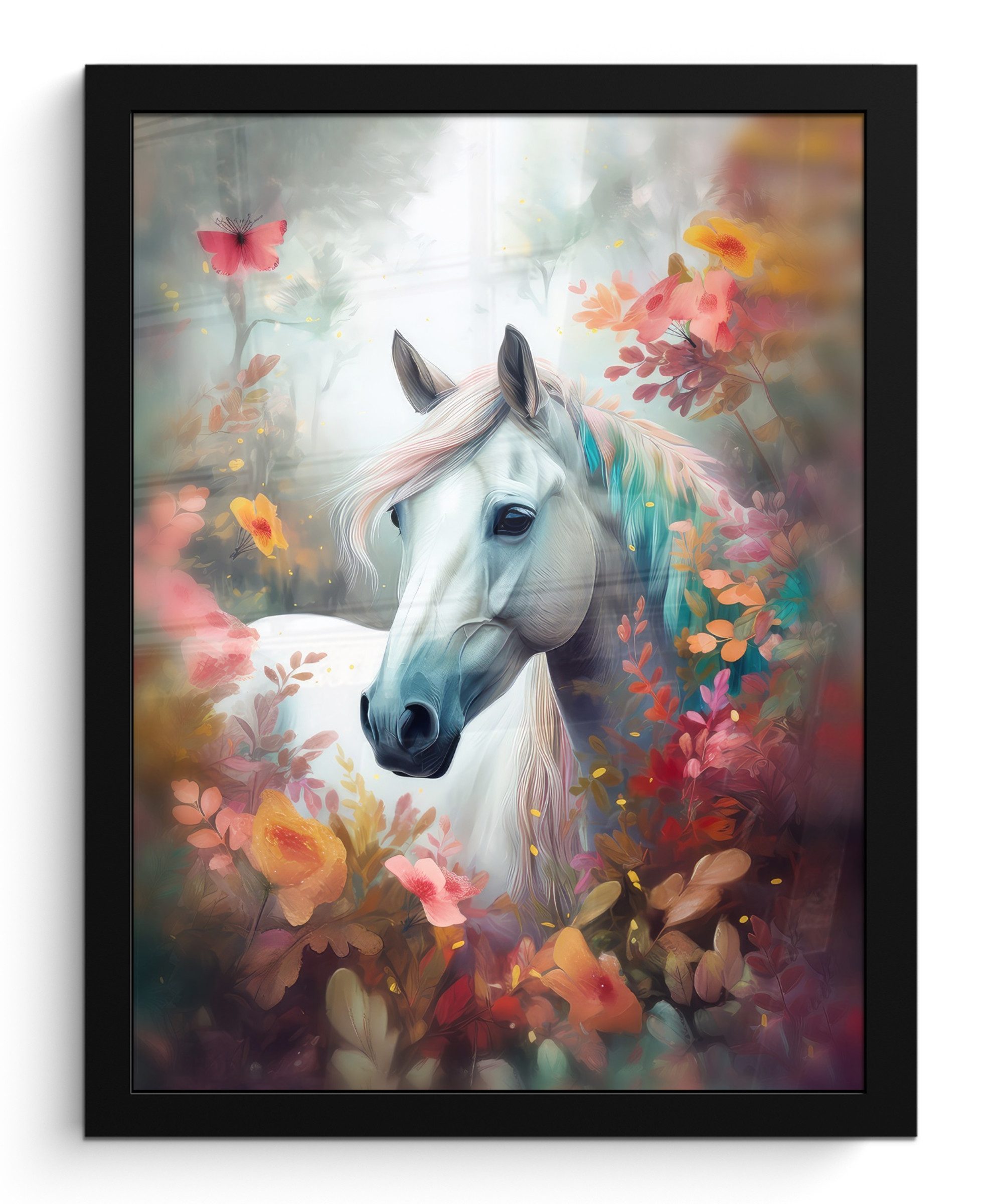 Poster Pferd - Natur - Blumen - Tiere - Wald