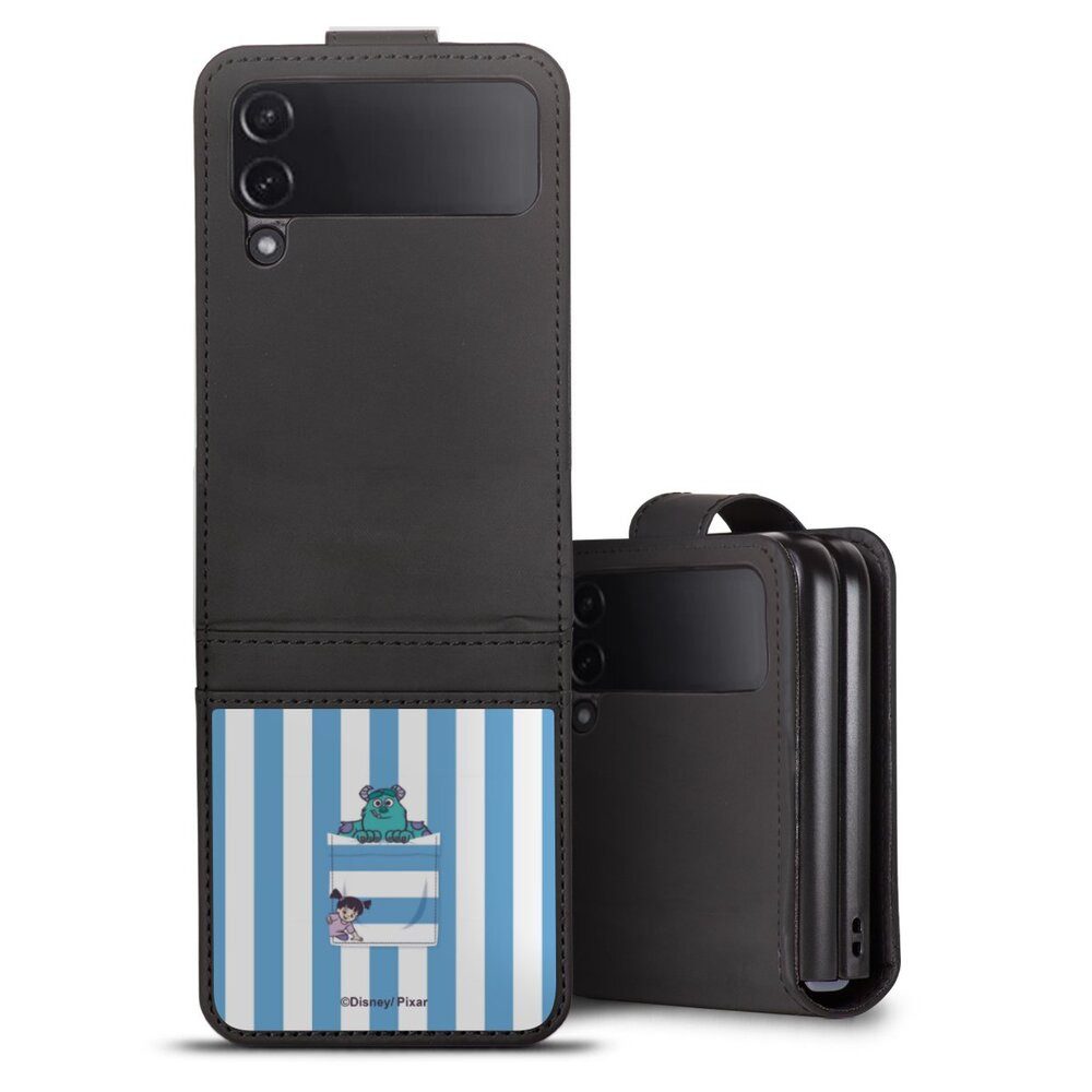 DeinDesign Handyhülle Disney Pixar Die Monster AG Fanartikel Monster AG Striped Pattern, Samsung Galaxy Z Flip 4 Hülle Handy Flip Case Wallet Cover