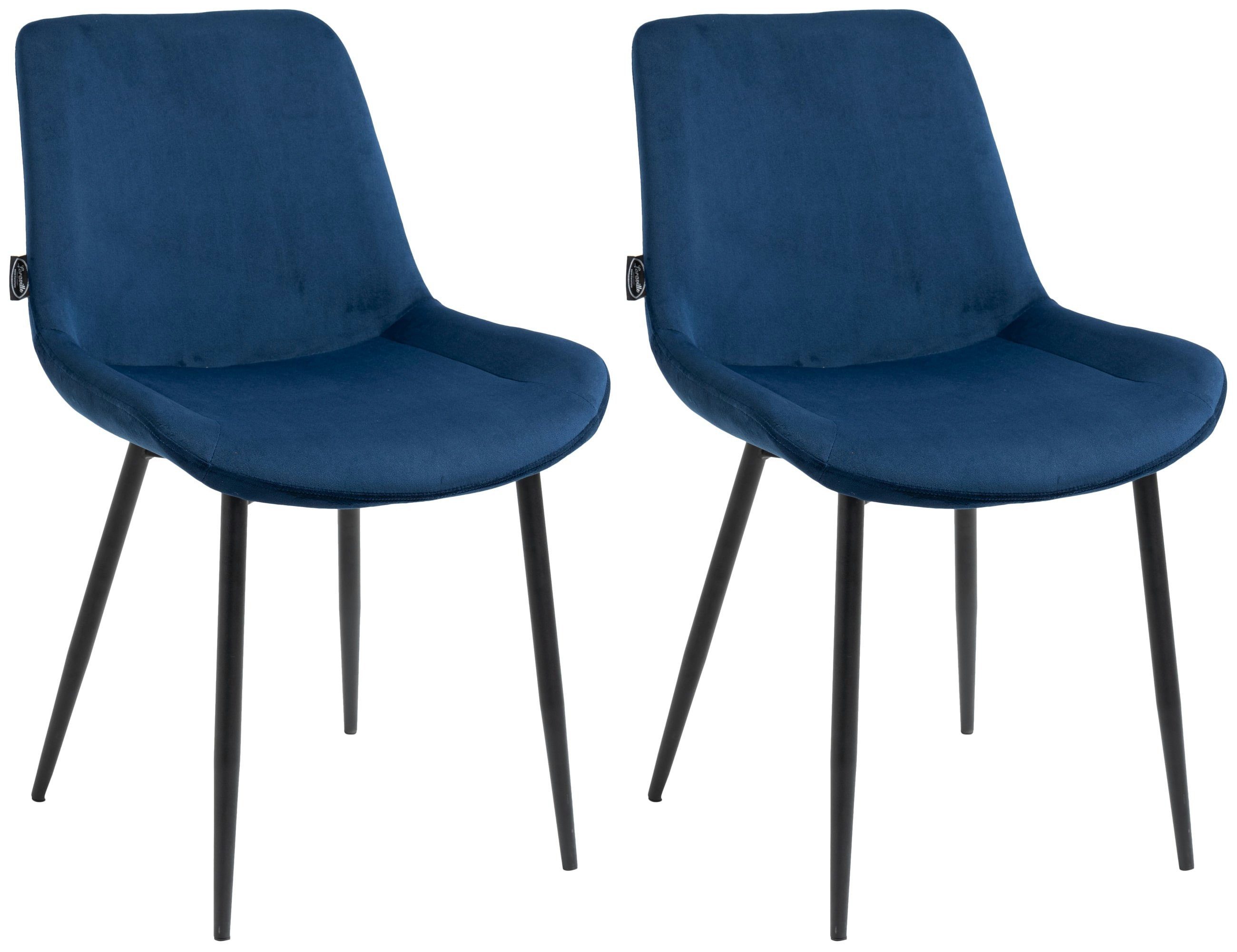 CLP Esszimmerstuhl Victoria (2er Set), Polsterung mit Samt-Bezug, Metallgestell blau | Stühle